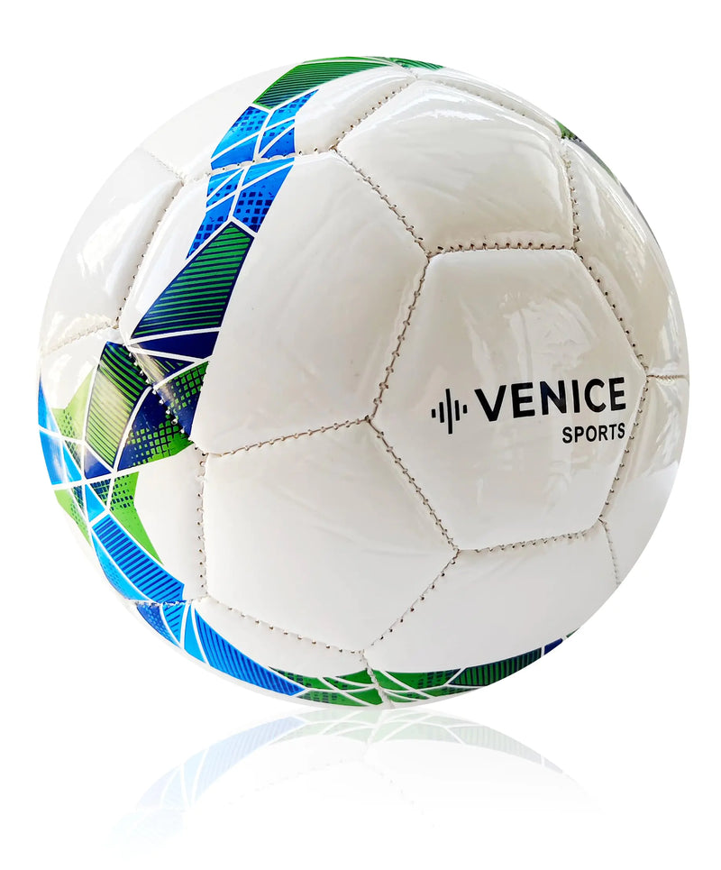VENICE SPORTS Flash Soccer Ball - Size 3 / Size 4 / Size 5 Soccer Balls - Outdoor & Indoor Soccer Balls - Attractive Soccer Gifts (Size 5 BlueGreenWhite)