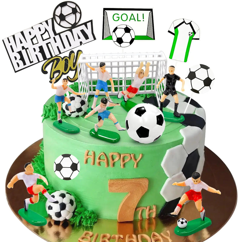 Lukinuo 14pcs Soccer Cake Topper Soccer Cake Decorations For Soccer Theme Party Football Cake Topper Soccer Goal Soccer Player Soccer Figurine For Men Boy Birthday Party Soccer Topper